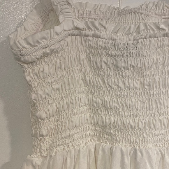 GAP Midi Sundress | Smocked Bodice Ruffled Hem Bright White Cotton | Size Small - Picture 5 of 12